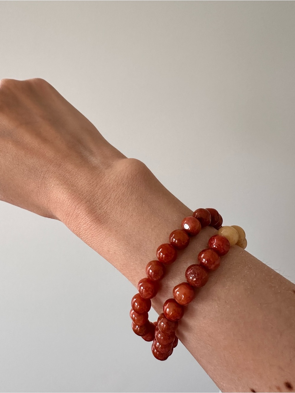 Red Grade A Jade Beaded Stretch Bracelet Set -certified